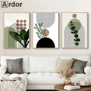 Axyaa Geometric Line Art & Green Plants Canvas Prints