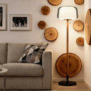 Axyaa Glass & Wood Floor Lamp: Modern Lighting for Living Room, Bedroom & Reading