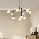 Axyaa Mid-Century Chrome Chandelier with White Glass Shades