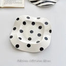 Axyaa Striped Minimalist Breakfast Plate - Modern Irregular Western Food & Dessert Plate