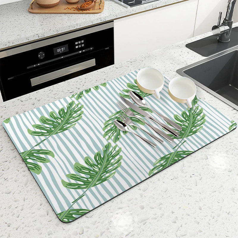 Axyaa Kitchen Draining Mat: Absorbent, Antiskid, Quick Dry Bathroom & Coffee Dish Pad