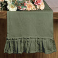 Axyaa Romantic Ruffled Cotton Table Runner - Rural Style Dining Table Decor