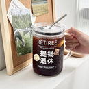 Axyaa 1000ML Glass Measuring Cup with Lid, Handle Large Milk Coffee Mug