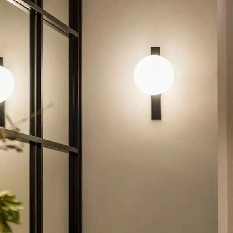 Axya Black Glass Wall Lamp, Modern Round LED Sconces for Living Room and More