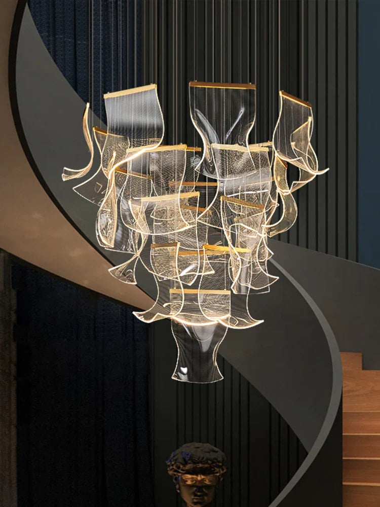 Axyaa Duplex Suspension Indoor Chandelier for Villa Living Room Staircase