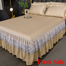 Axyaa Ice Silk Cool Bed Skirt Set - Solid Color, Summer Mat, Machine Washable