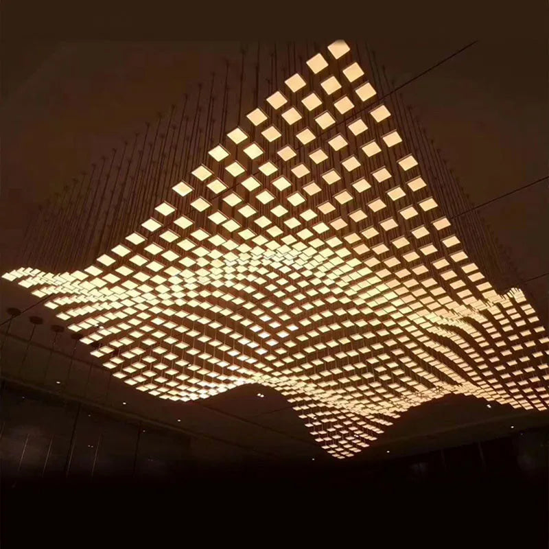 Axyaa Acrylic Hanging Chandelier LED Pendant Light for Living Room & Hotel