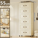 Axyaa 55cm Large Double-Door Storage Cabinet with Swivel Casters, 3-6 Tier for Home Organization