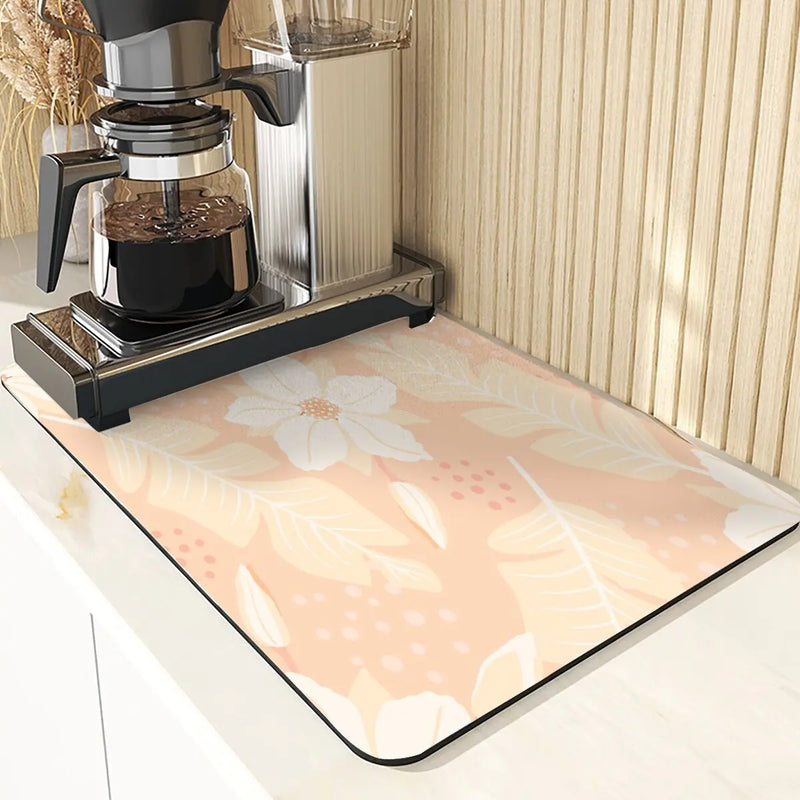 Axyaa Flowers Pattern Diatomaceous Earth Drying Mat Kitchen Accesories