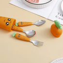 Axyaa Kids Carrot Tableware Set: Spoon, Fork, Flatware, Box - Kitchen Tools