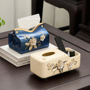 Ceramic Tissue Box for Living Room Coffee Table Decor - Axyaa Light Luxury Collection