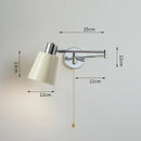 Axyaa Swing Wall Lamp Chrome Iron Fabric Shade E27 Bedroom Sconce Light