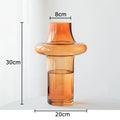 Axyaa Amber Glass Vase Hydroponics Flower Pots Table Decor Aesthetic Floral Room Accent