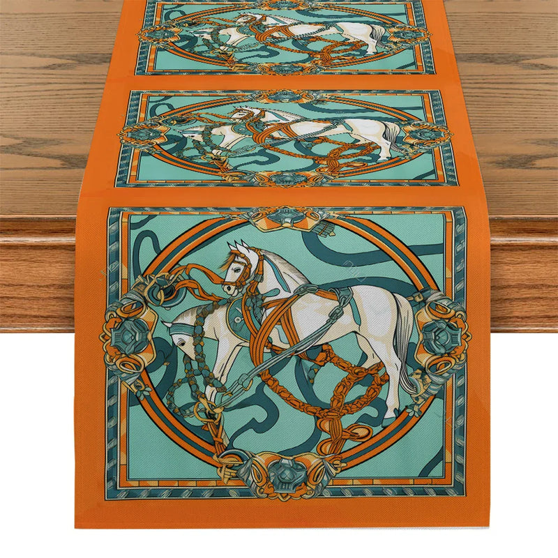 Axyaa Floral Horse Chain Table Runner for Kitchen Dining and Party Decor