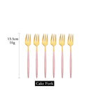 Axyaa Stainless Steel Fruit Cake Fork Set - 6Pcs