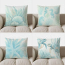 Axyaa Coastal Sea Shells Pillow Cover: Underwater Inspired Cushion for Sofa, Bedroom, Car