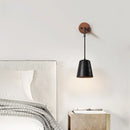 Axyaa Black Travertine Stone LED Wall Lamp for Wabi Sabi Living Room Lighting.