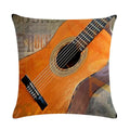 Axyaa Rock Guitar Pattern Throw Pillow Cover: Cotton Linen Cushion for Home Sofa