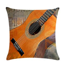 Axyaa Rock Guitar Pattern Throw Pillow Cover: Cotton Linen Cushion for Home Sofa