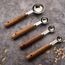 Axyaa Stainless Steel Measuring Cup Spoon Set with Wooden Handle - Kitchen Cooking Gadget