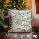 Axyaa Winter Scene Rectangular Cushion Covers for Sofa, Bedroom, Car