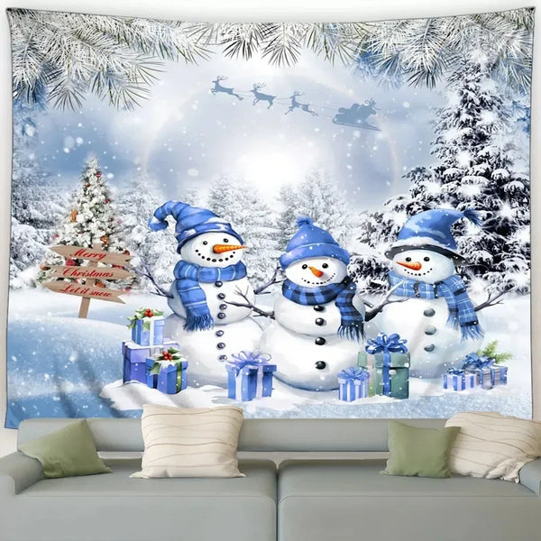 Axyaa Christmas Dwarf Snowman Print Tapestry for Festive Home Decor