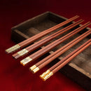 Axyaa Wooden Chopsticks Set - Handmade Japanese Natural Wood, Reusable, Non-Slip, Easy-to-Use