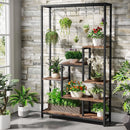 Axyaa 5-Tier Metal Plant Stand with 10 Hanging Hooks | 70.9" Tall Plant Shelf