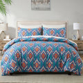 Geometric Boho Duvet Set + Pillowcase, 2/3pc Polyester Bedding, Single King Size, Axyaa Brand