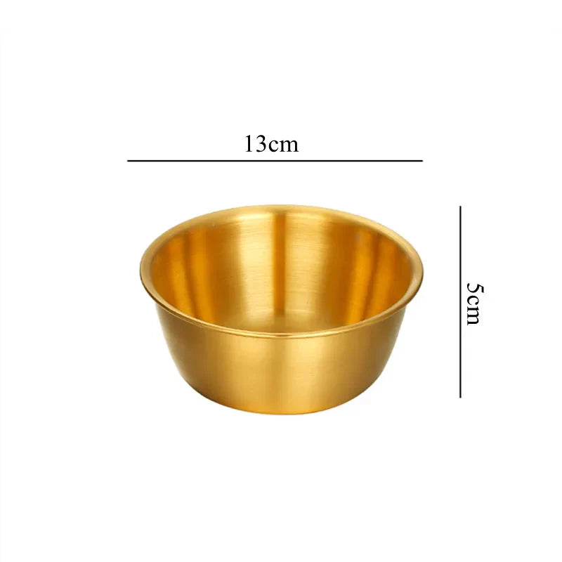 Axyaa Stainless Steel Golden Rice Wine Bowl Set - Seasoning Dishes Snack Cups