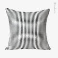 Axyaa Nordic Hand-Woven Leather Pillow in Black and White