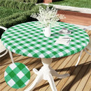 Axyaa Round Vinyl Tablecloth Waterproof Elastic Fitted Table Cover for Home Outdoor Picnic