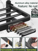 Axyaa Black Aluminum Towel Rack Holder 40-60CM Folding with Hook