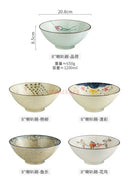 Axyaa 8-Inch Ceramic Trumpet Bamboo Hat Soup Bowl Set for Noodle & Tableware.