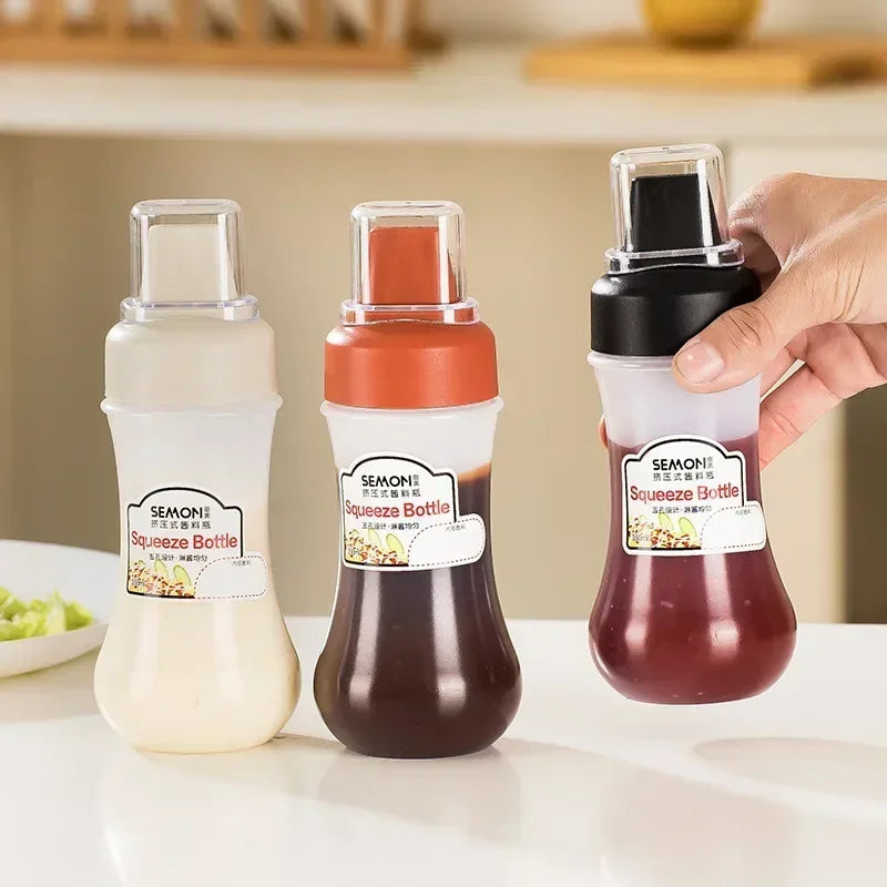 Axya 5 Hole Squeeze Condiment Bottles for Ketchup Mustard Sauces & Oils