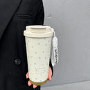 Axyaa Kawaii Star Steel Water Bottle with Filter Straw - Hot Cold Cute Thermos