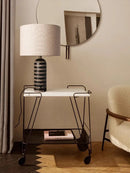 Axyaa Marble Table Lamp Black White Stripe LED Stone Fabric Lampshade