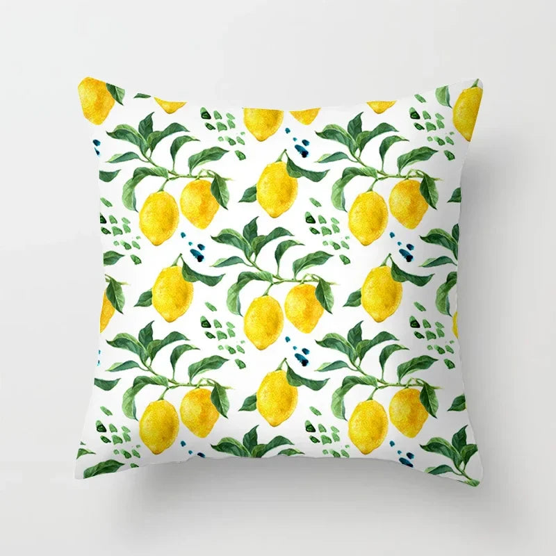 Lemon Pattern Summer Cushion Cover Throw Pillow for Sofa Decoration by Axyaa