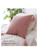 Axyaa Linen Tassel Cushion Cover 45x45cm for Bedroom Sofa and Home Decor