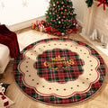 Axyaa Christmas Apple Cartoon Round Carpet Festive Plush Living Room Bedroom Rug