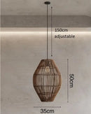 Axyaa Rattan Bamboo Woven Lantern Chandelier - Wabi Sabi Style Pendant Light