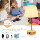 Axyaa LED Desk Lamp with USB C Charging Ports & Pull Chain - Small Bedside Table Lamp