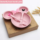 Axyaa Kids Wheat Straw Tableware Set: Plate, Bowl, Spoon, Fork - Kindergarten Feeding Essentials