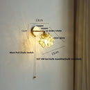 Axyaa Glass LED Wall Lights Pull Chain Switch Tiffany Style Bedside Lamp