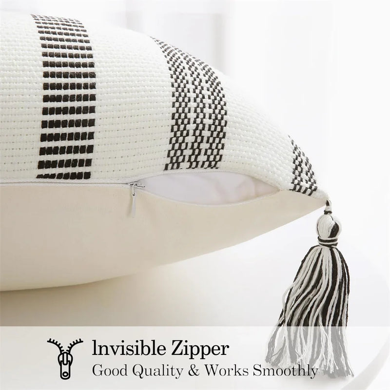 Axyaa Striped Cotton Pillow Cover 45x45cm Luxury Throw Pillow Case