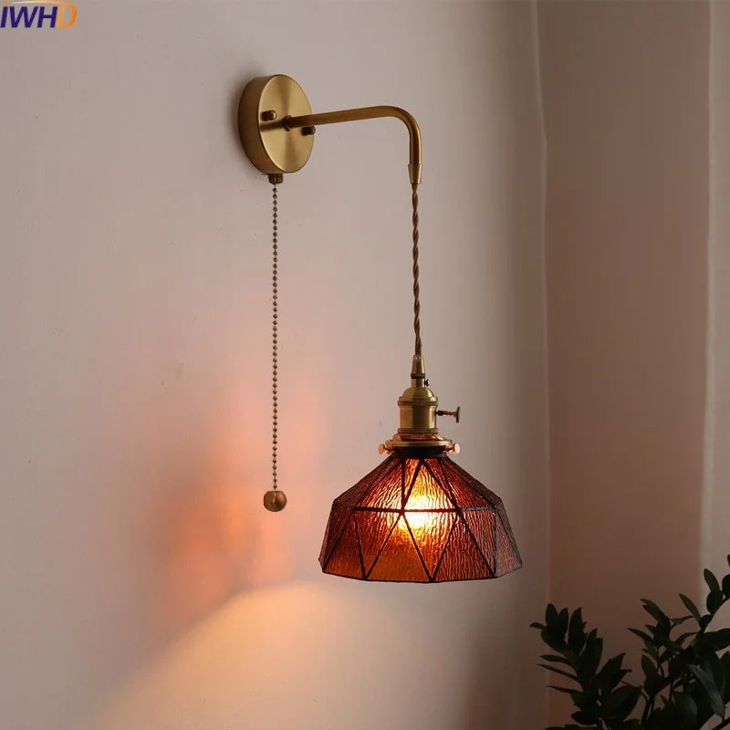 Axyaa Copper Glass LED Wall Sconce - Stylish Indoor Stair Light Fixtures