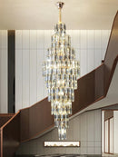 Axyaa Luxury Crystal Chandelier for Villa Living Room and Spiral Staircase