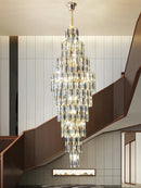 Axyaa Crystal Spiral Staircase Chandelier: Luxury Hotel & Villa Living Room LED Lighting