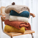 Axyaa Luxury Caramel Knitted Throw Blanket with Wave Tassels