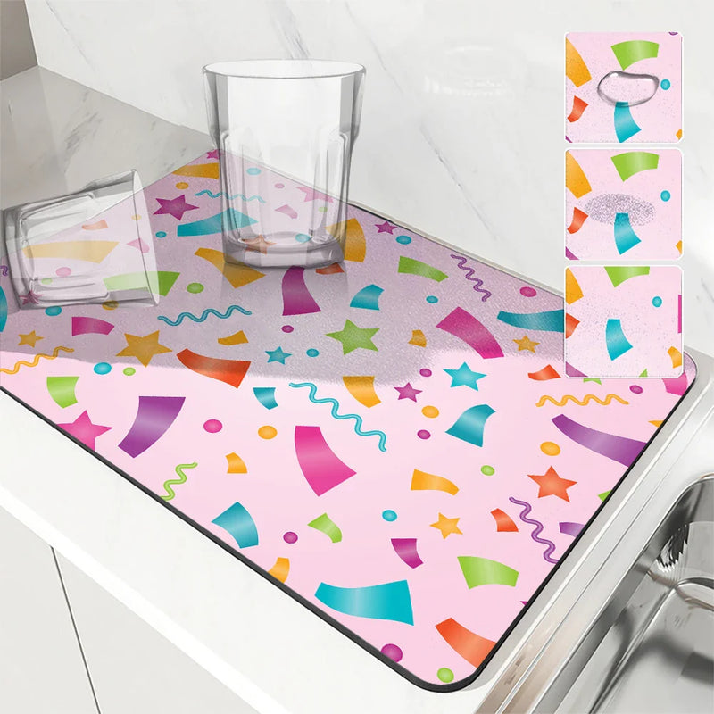 Axyaa Festive Ribbon Kitchen Drying Mat
